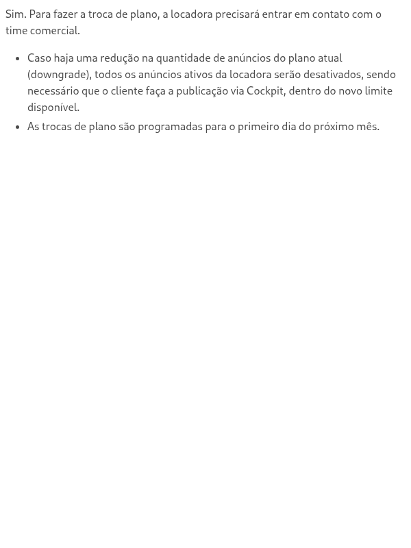 Posso efetuar a troca do plano (downgrade/upgrade)?