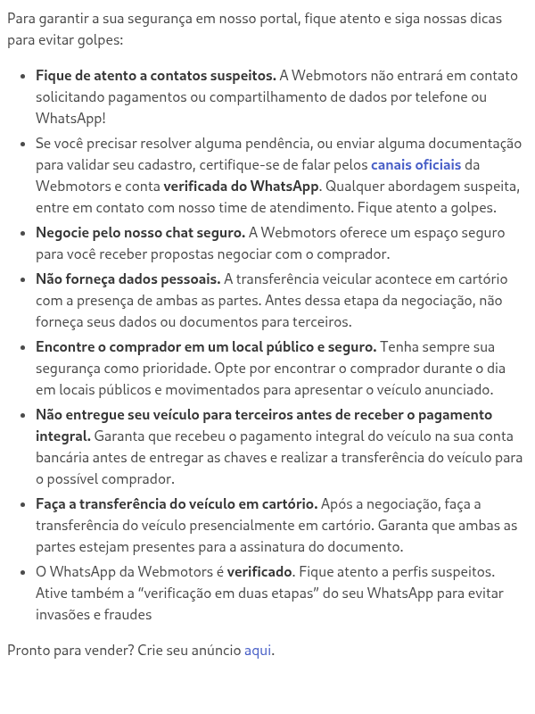 Como faço para evitar golpes ao vender?