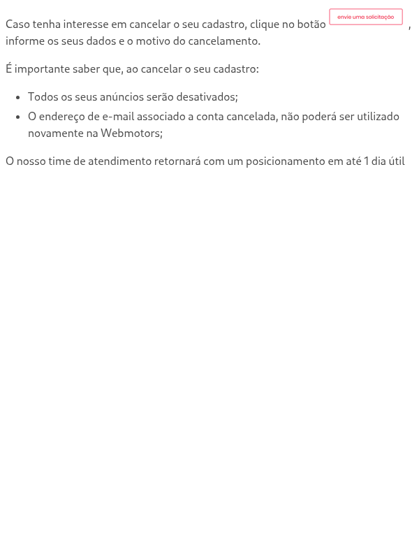 Cancelamento de cadastro