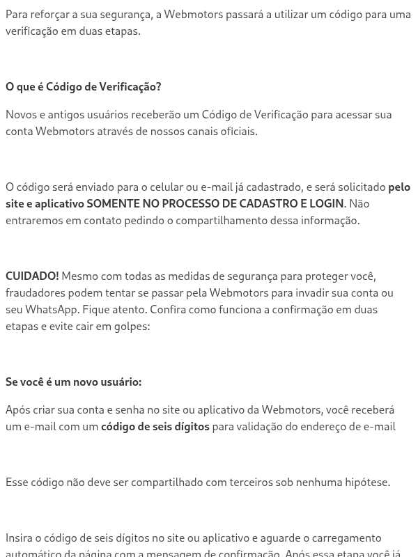 Código de Verificação e Senhas