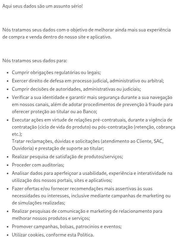 Por que a Webmotors trata dados pessoais?