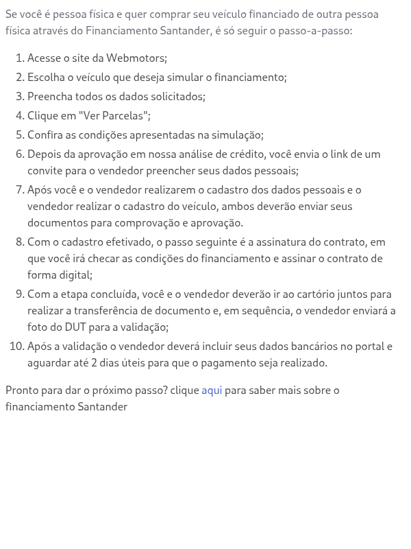 Quais são as etapas para financiar de uma pessoa física?