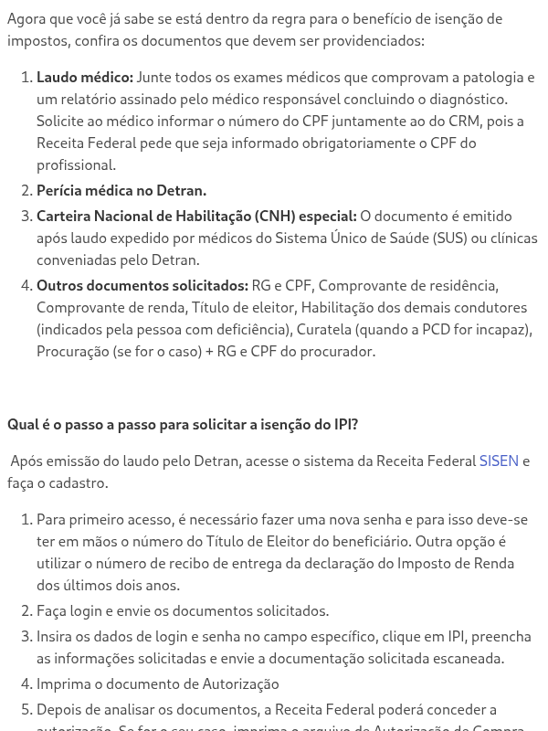 Como pedir isenção de imposto para um veículo para PcD?