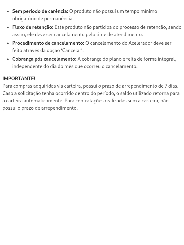 Quais são as regras de cancelamento?
