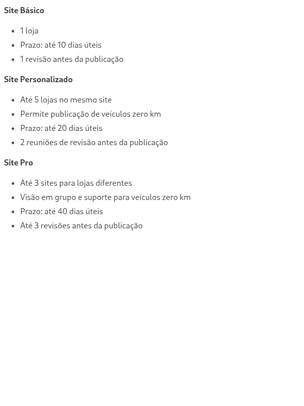Tipos de Site e Prazos