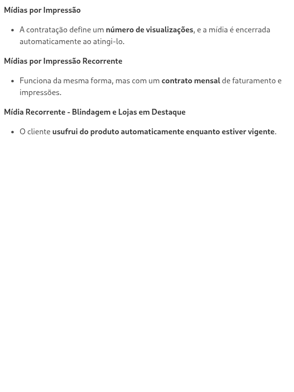 Quais são os tipos de mídias disponíveis?