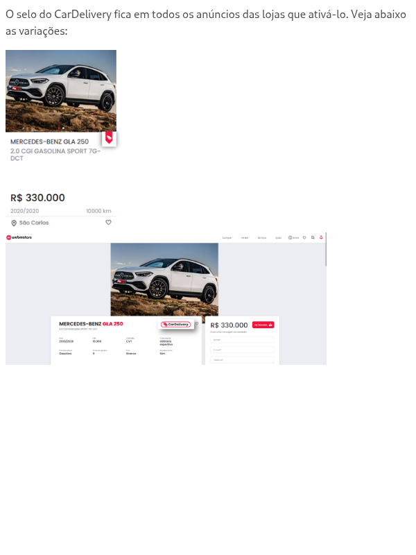 Como fica o CarDelivery no site da Webmotors?