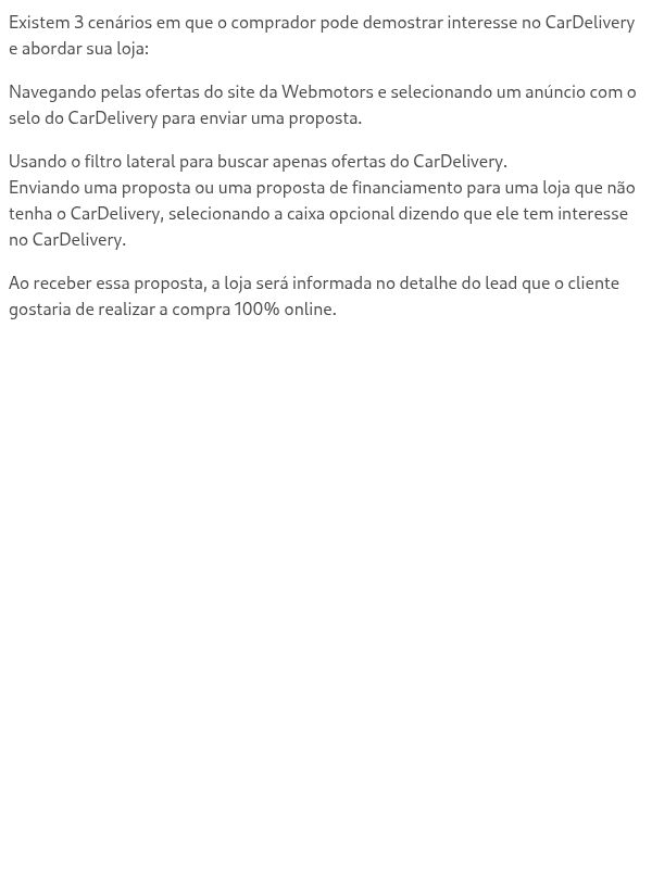 Como um comprador sinaliza que tem interesse no CarDelivery?
