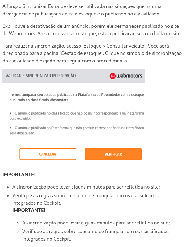 Como sincronizar o estoque?