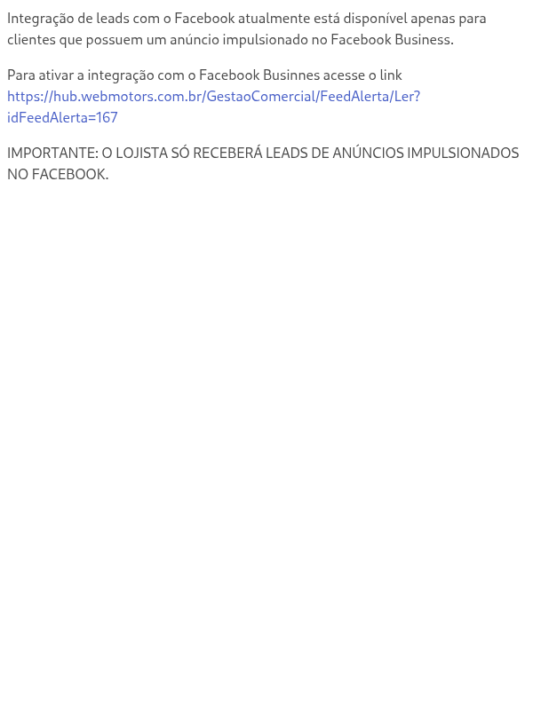 Integração de leads Facebook