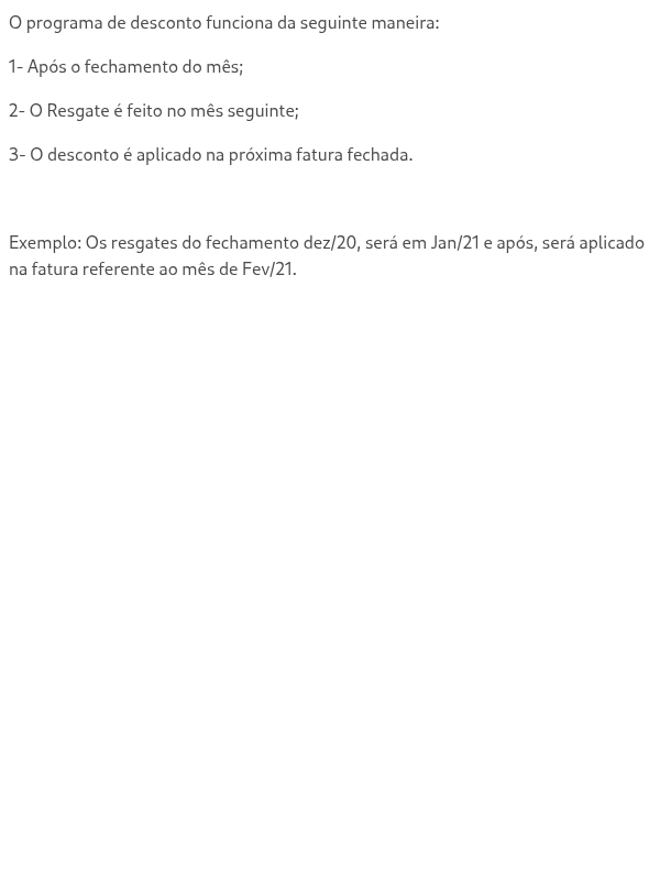 Quando irá refletir o desconto na fatura?