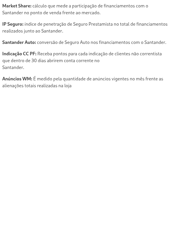 Quais são os indicadores de pontos?