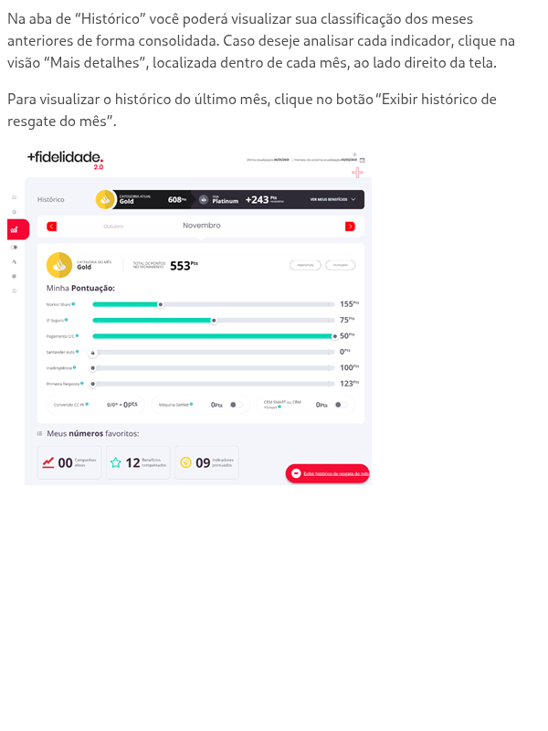 Como consultar o histórico de pontos?