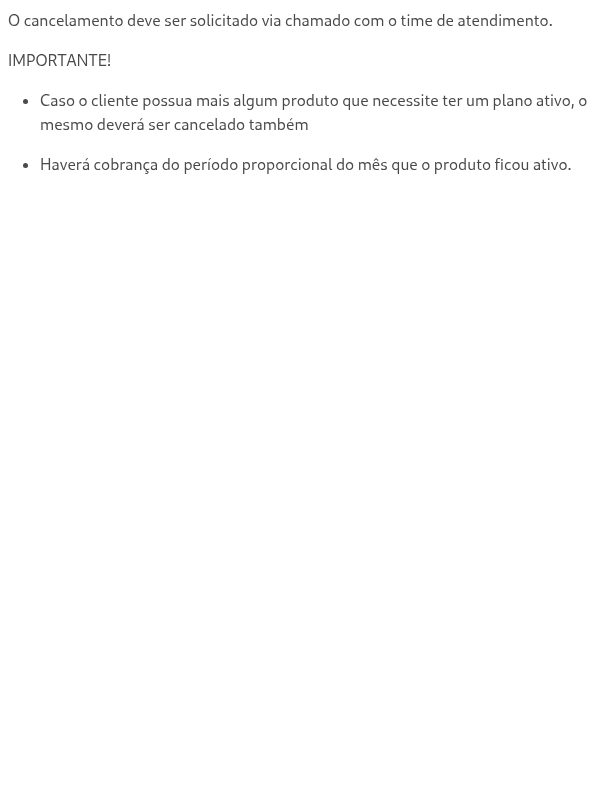 Como é o fluxo de Cancelamento Plano Controle