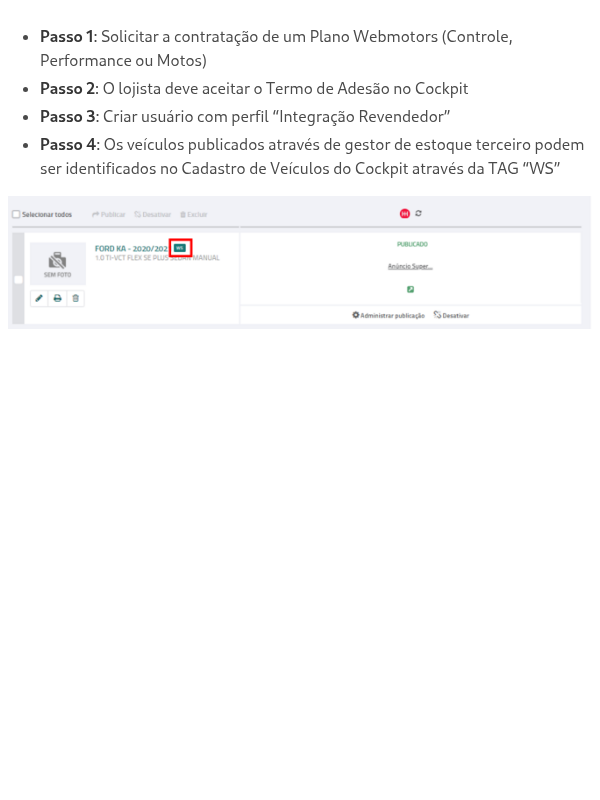 Como publicar anúncios na Webmotors via Gestor de Estoque Terceiro?