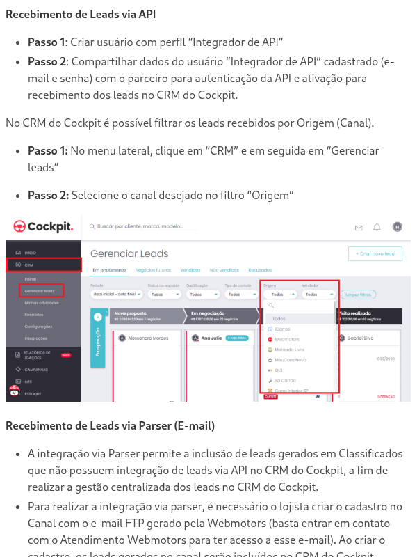 Como receber leads de outros Portais no Cockpit?