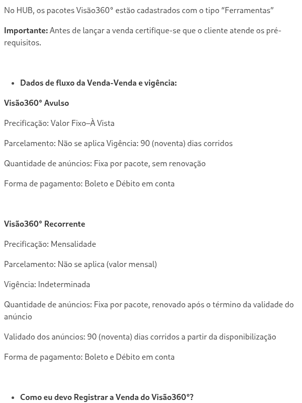 Como estará disponível o produto no HUB para a venda?