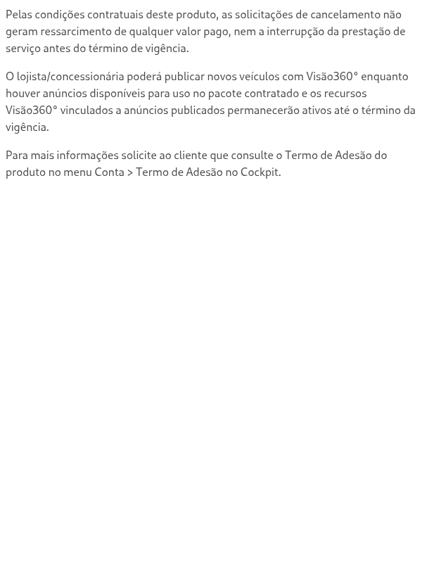 Como é feito o fluxo de cancelamento da venda deste produto?