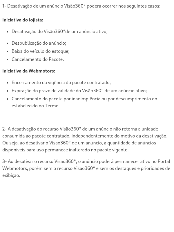 Como é feita a Desativação de um anúncio Visão360°?