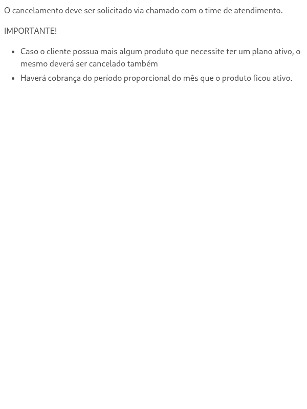 Como é o fluxo de Cancelamento do Plano Start?