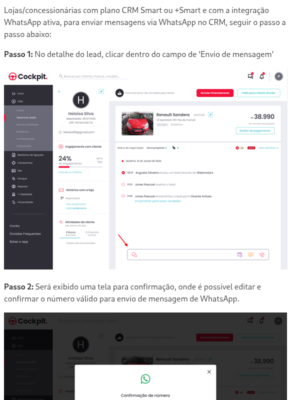 Como trocar mensagens via WhatsApp no CRM?