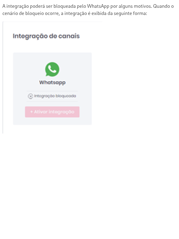 Integração WhatsApp bloqueada