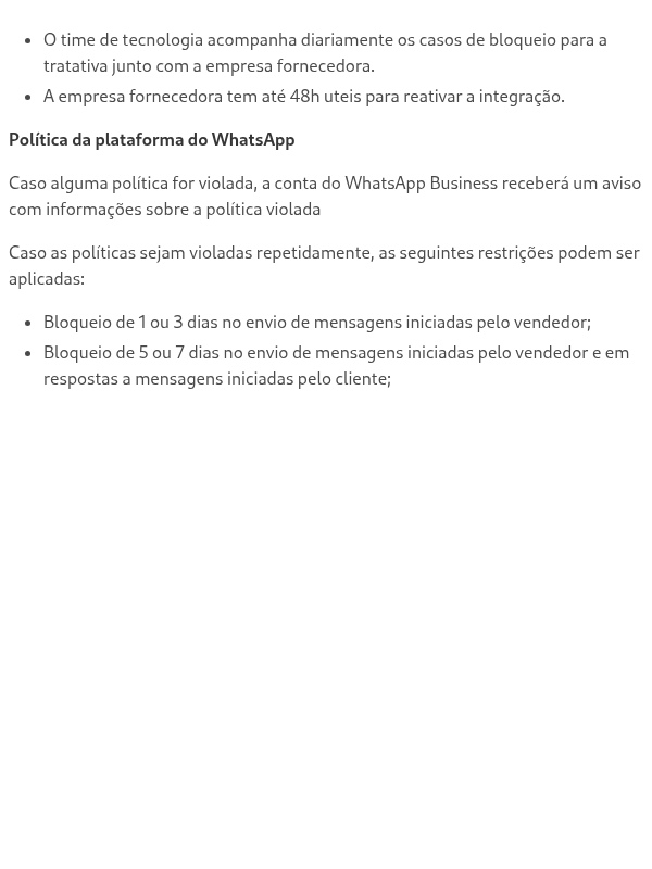 O que fazer se a integração for bloqueada?