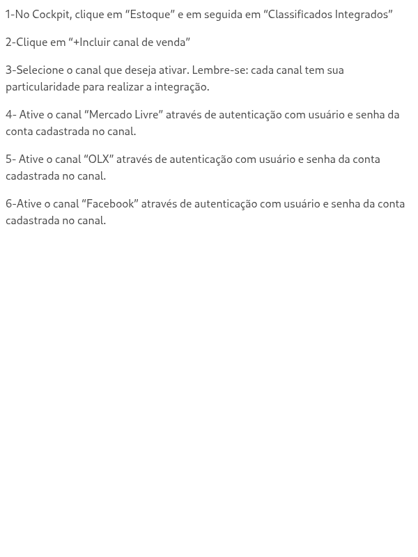 Como ativar a integração com os canais para publicação de motos?