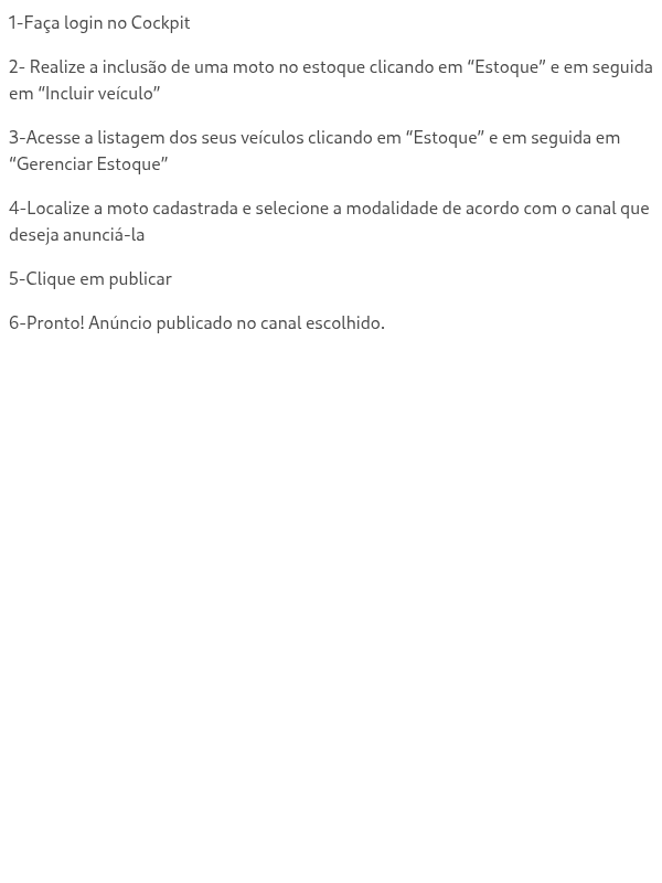 Como publicar anúncios de moto nos canais?