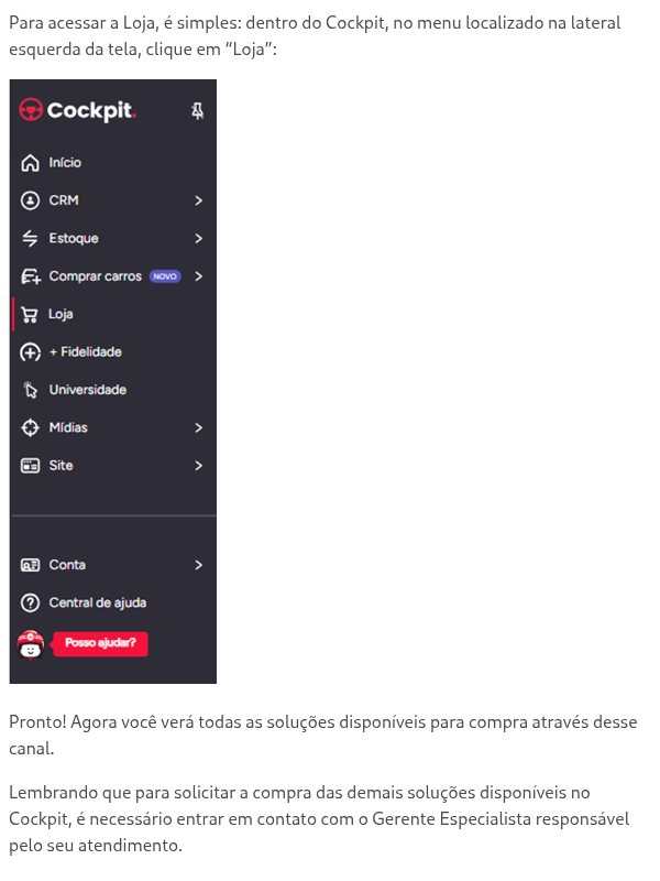 Como acessar a Loja?