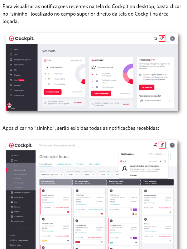 Como visualizar as notificações no desktop?