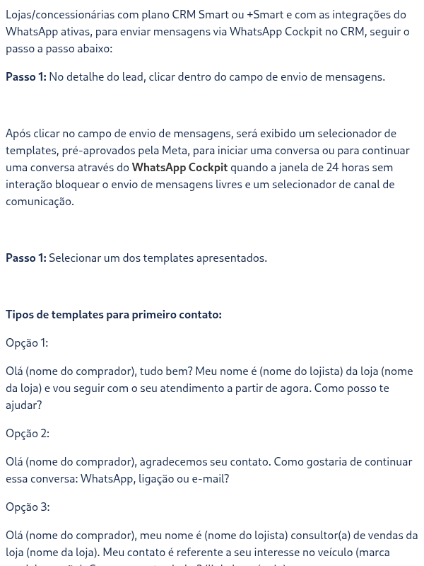 Como trocar mensagens via WhatsApp Cockpit?