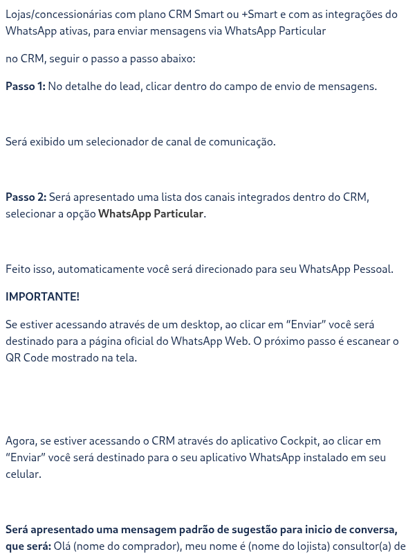 Como trocar mensagens via WhatsApp Particular?