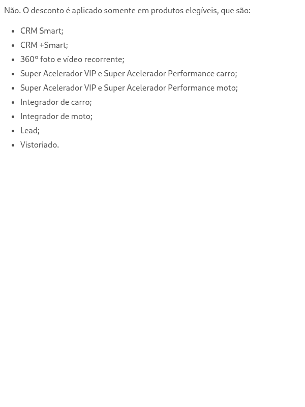 Posso escolher sobre qual(is) produto(s) o desconto na fatura deverá ser aplicado?