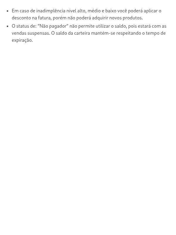 Em casos de bloqueio, os créditos são congelados?