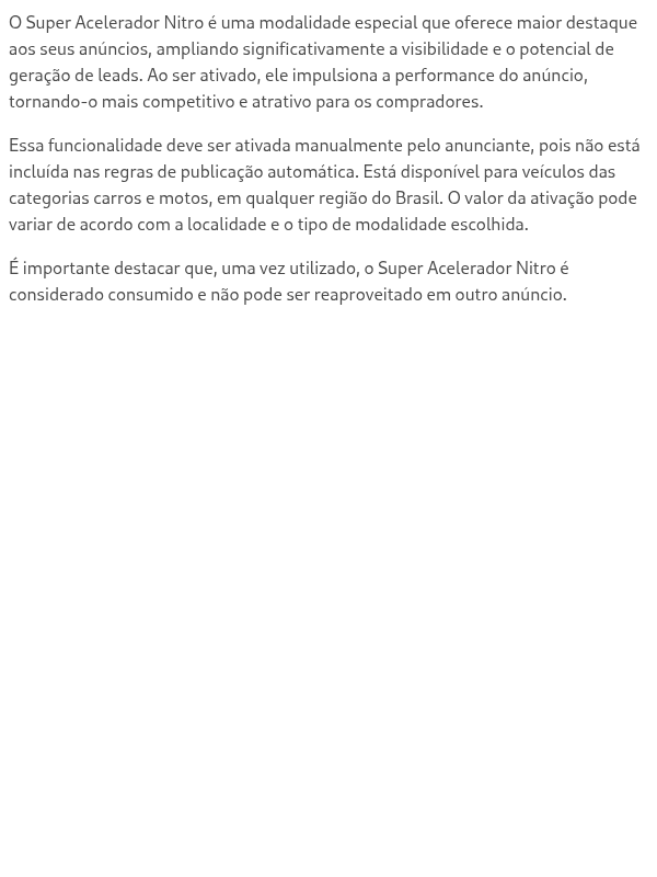 O que é o Super Acelerador Nitro?