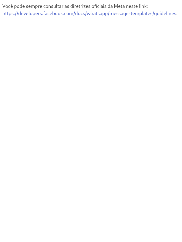 Onde posso consultar as regras da Meta para templates?